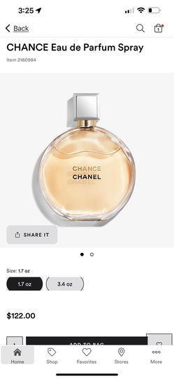 Chanel Chance Eau de Parfum Spray 3.4 Oz Women's Perfume for Sale