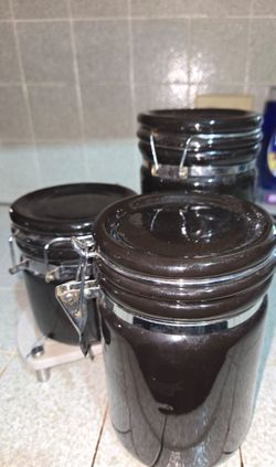 Black Container 3 / & white soap dish