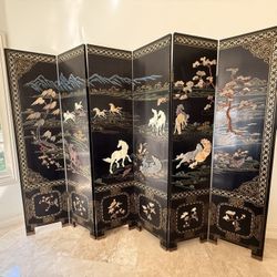 Chinese 6- Panel Black Room Divider 