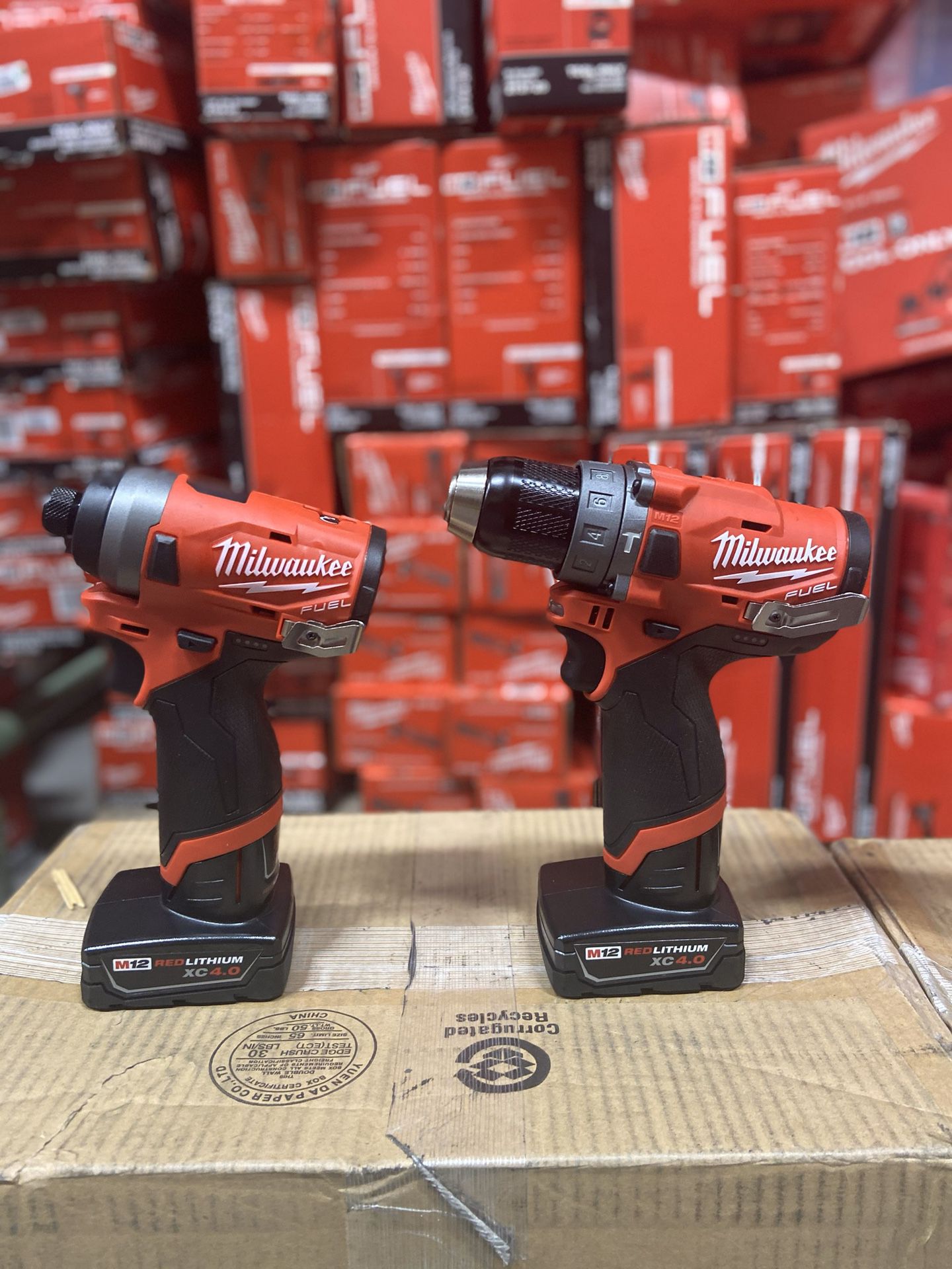 Brand new milwaukee m12 fuel hammer drill and impact driver with 4.0 2553-20 2504-20