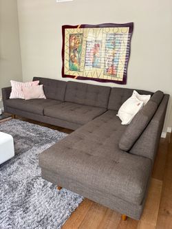 Dark Gray Unique sofas of America Tufted Sectional Sofa with Chaise