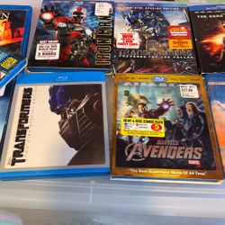9 Lot of Blu-Ray Movies - Avengers Top gun Dark Knigh Iron man Transformers