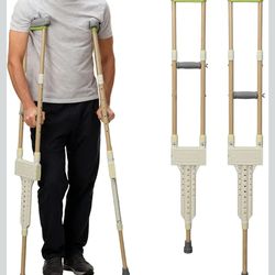 Aluminum Crutches for Adults, Pair of Height Adjustable Crutch (Fits 5'0" - 5'10"), Universal & Lightweight Crutches for Kids, Women, Includes Padded 