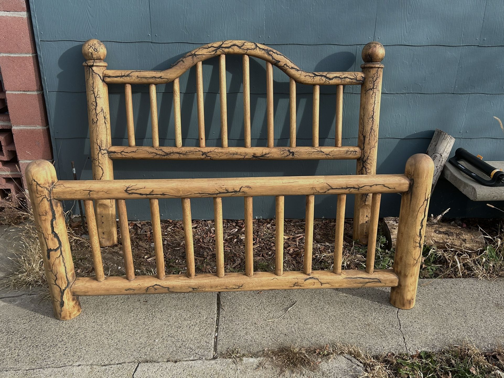 Custom Made Fractal Burning Queen Bed Frame