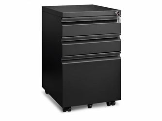 3 Drawer File Cabinet for Home Office, Under Desk Mobile Filing Cabinet with Lock for A4-Size/Letter