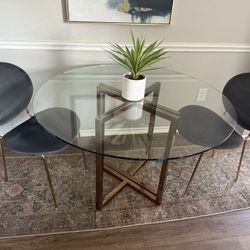 GLASS DINING TABLE AN CHAIRS