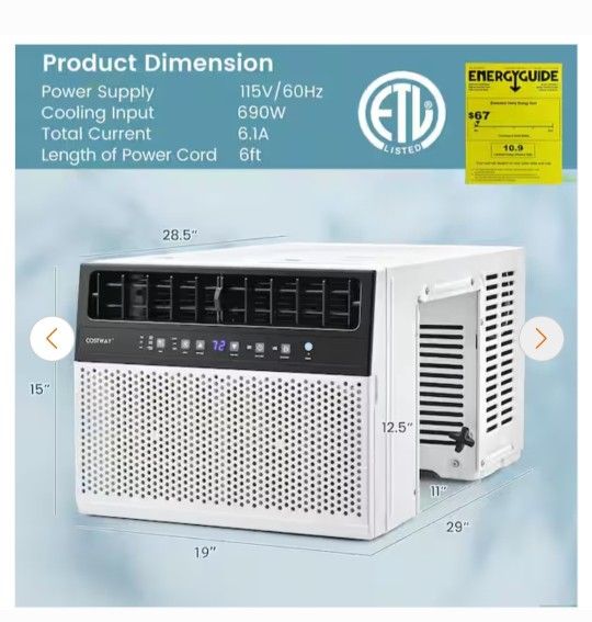 Costway 8000 BTU Portable Air Conditioner 3-in-1 AC Unit with Cool Fan Dehum Sleep Mode