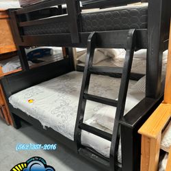 Twin Full Black Bunk Bed With Mattresses Colchones 