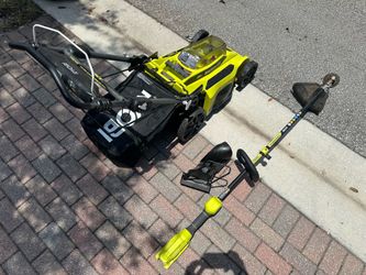 Ryobi 40V Brushless 20” Mower + Expand-It String Trimmer - No Batteries