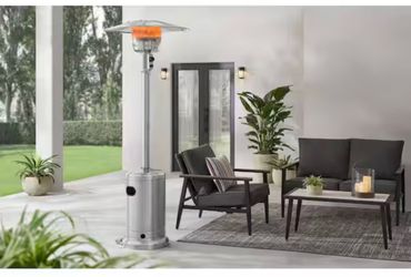 48000 BTU Stainless Steel Propane Standing Patio Heater with Wheels