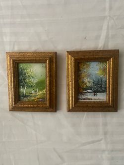 Charles Parthesius (1(contact info removed)) Enamel On Copper 2 Beautiful Paintings