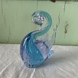  Beautiful blue And Lavender  art glass swan figurine,