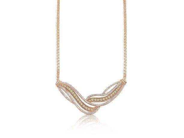 Diamond Necklace in Rose Gold With Chocolate & White Diamonds