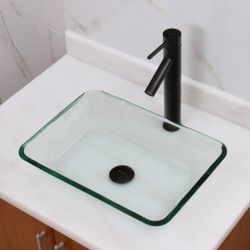 New Never Used Tempered Glass Bathroom Vessel Sink