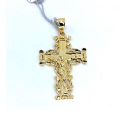 14Kt Yellow Gold Filigree Jesus Cross Pendant 3.90g 21979583