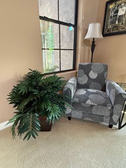Charcoal Accent Arm Chair + Floor Lamp Set