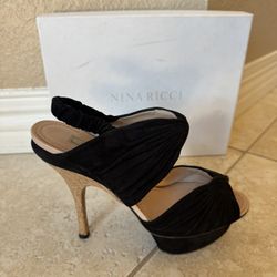 Nina Ricci Black Heels Shoes Platform 