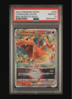 Pokemon 2022 POKEMON SWORD & SHIELD BRILLIANT STARS #018 CHARIZARD VSTAR BRS-INVERTED BACK