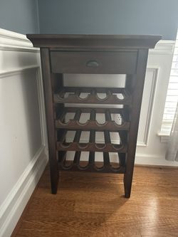 Solid Wood Wine Rack Table / Mini Bar Cart with Storage Drawer