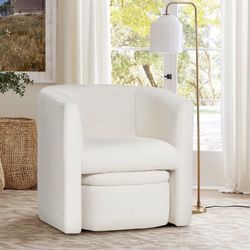 Open Box NEW Wade logan Braedin Upholstered Accent Chair & Storable Ottoman, No Assembly Required