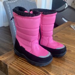 Little Girls Khombu Snow Boots Size 12m With Gloves 