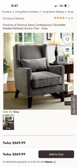 Furniture of America Zema Grey Accent Chair