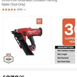 M18 FUEL 3-1/2 in. 18-Volt 30-Degree Lithium-Ion Brushless Cordless Framing Nailer (Tool-Only)