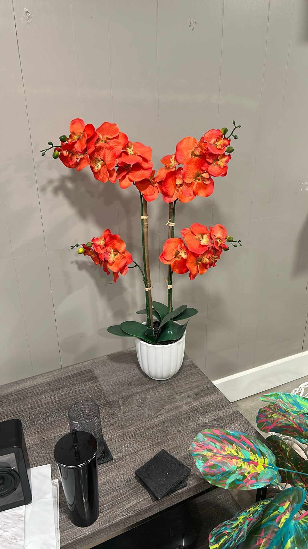 Large Artificial Orange Potted Flowers