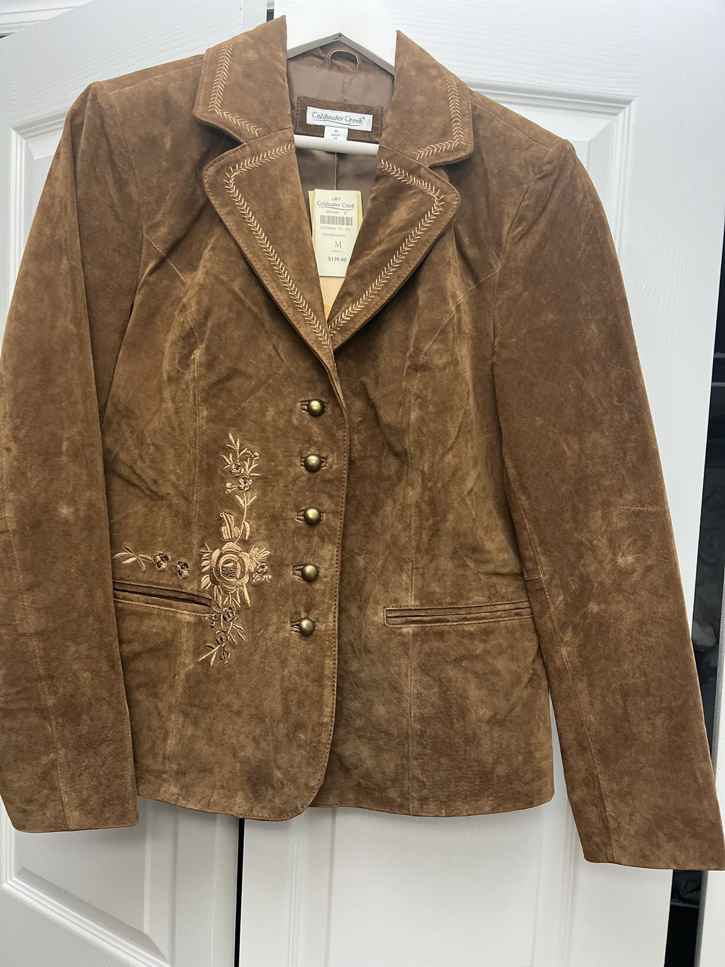 Coldwater Creek Women’s Suede Leather Jacket – Size M – New With Tags