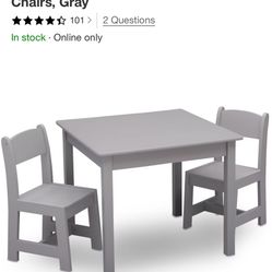Fully Assembled Delta Children MySize Table with 2 Chairs, Gray