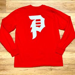 Primitive Skateboarding P Logo Classic All Red Long Sleeve T Shirt Mens L