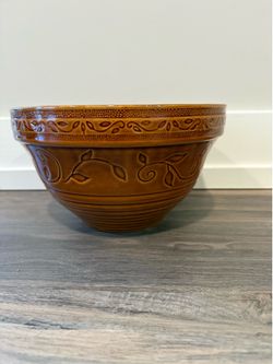 Vintage Stoneware gloss Ribbed bowl/planter-10 inches across and 6 inches tall