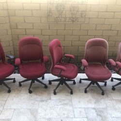 Lot of 5 Herman Miller Red Vintage Desk Chairs Mid Century Modern