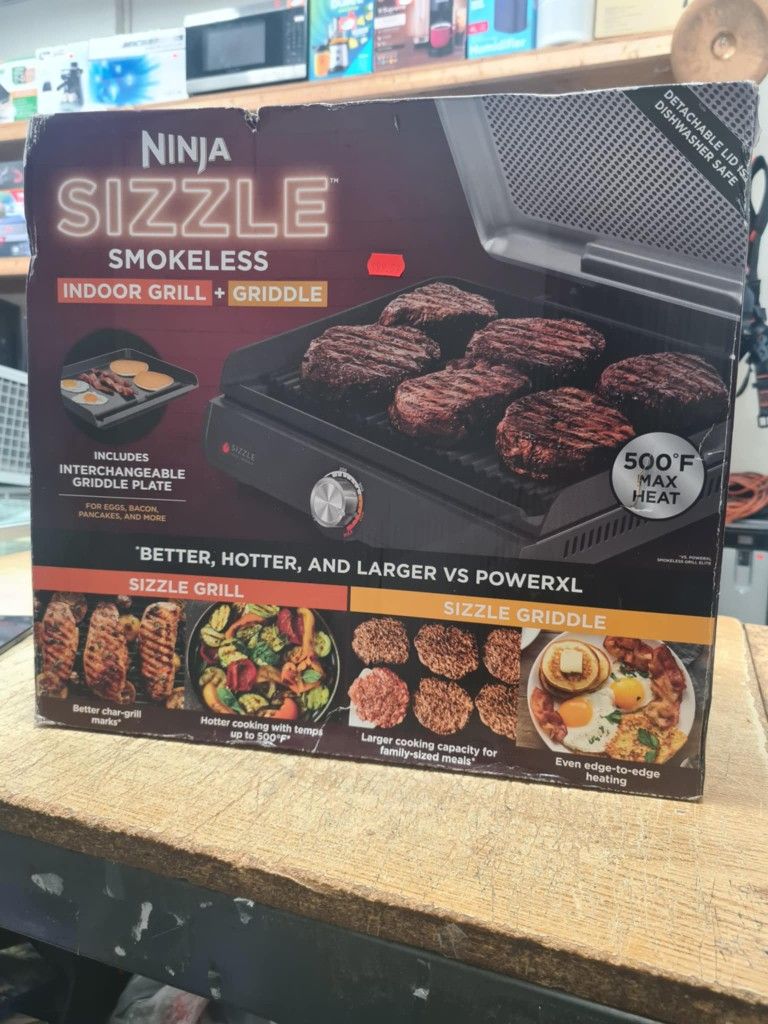Ninja Griddle and Indoor Grill, 14’’, Electric Grill, For Steak, Burgers, Salmon, Veggies, and More, Pancake Griddle, Nonstick, Dishwasher Safe, 500F,