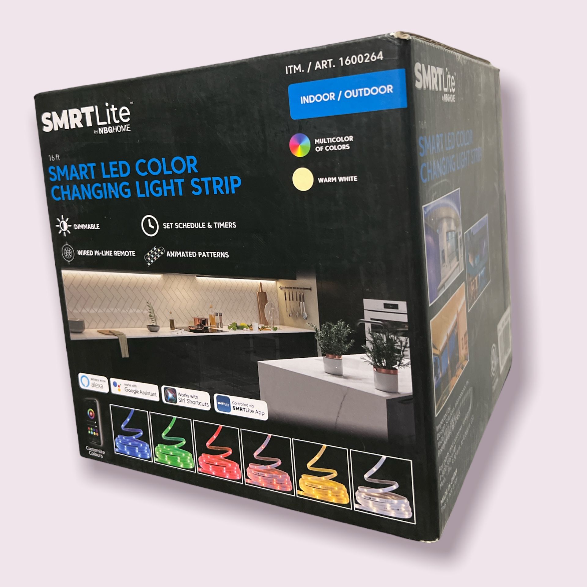 NBG Home SMRT Lite Indoor/Outdoor Smart LED Color Changing Light Strip 16 Ft Wi-Fi