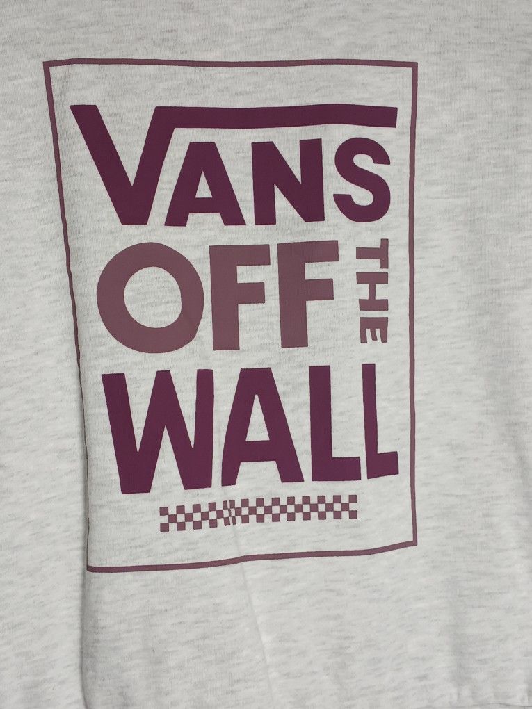 VANS Off The Wall Ronan Boxy Graphic Crew Neck Crop Sweatshirt Womens XS Gray