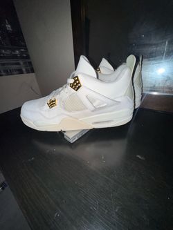 White and gold Jordan 4s size 14