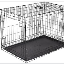Amazon Basics - Durable, Foldable Metal Wire Dog Crate with Tray, Double Door, 36 x 23 x 25 in, Black
