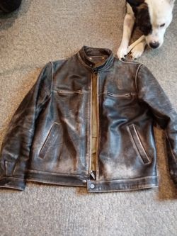 NICE LEATHER VINTAGE BIKER STYLE SIZE MED TO LARGE CAFE RACER STYLE