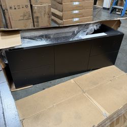 59” Bathroom Vanity In Black Single Sink ,wall Mounted 