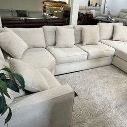 Furniture- 4 Pc Heavenly Fabric Sectional With A Chaise- Radley