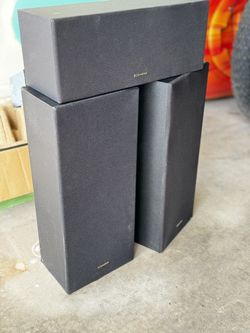 Emerson SP200F Home Audio 3-Piece Speaker Set - Black - Tested Working