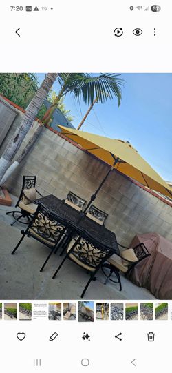 Patio Set 7pc +Cushions and Umbrella/outdoor Furniture/outdoor Dining Set/Cash Only