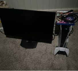 PlayStation 5  slim disc edition Console with  Controller and Game and monitor 120Hz