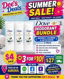 Dove deodorant 3 for $10!
