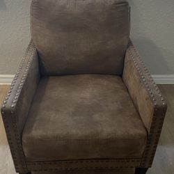 Malakoff Accent Chair brown leather suede