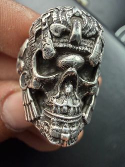 indian king skull ring silver