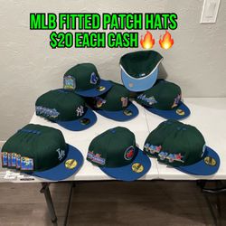 MLB New Era Yankees, Padres, Marlins, A’s and Tigers Enchanted Forest Green Patch 59fifty Fitted Hats 
