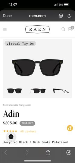 RAEN Adin Polarized Sunglasses – Recycled Black / Dark Smoke, 54/19-145