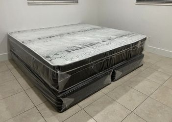 New King Size Pillowtop 12 Inches Mattress + Box Spring